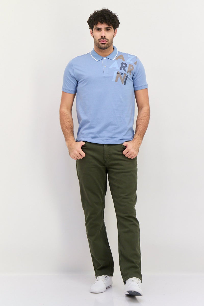 Gazzarrini تي شيرت بولو بأكمام قصيرة للرجال بتصميم جرافيكي وقصة عادية، أزرق مائل إلى الأخضر - Image 2